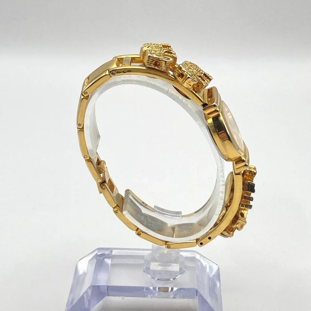 Cassant Womens Watch 22mm Gold Tone Elephant Slide Charms New Battery 6.75